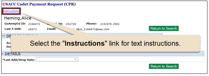 Cadet Student How Do I Create A Cadet Payment Request Cpr