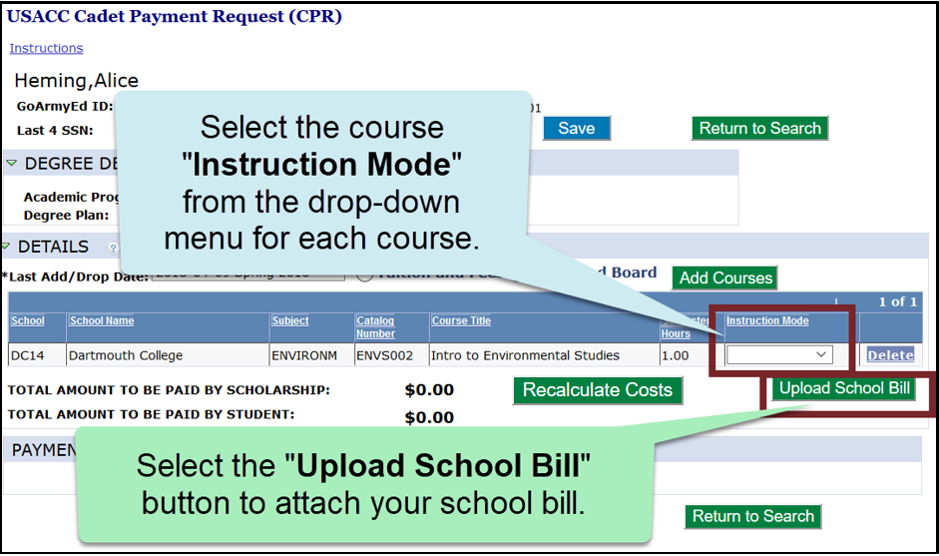 Cadet Student How Do I Create A Payment Type On My Cadet