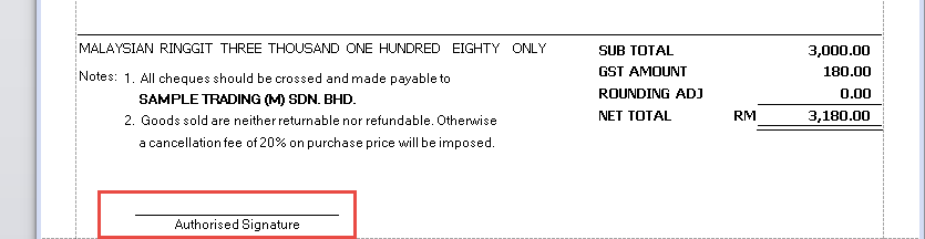 How to display remark "This is computer generated invoice ...