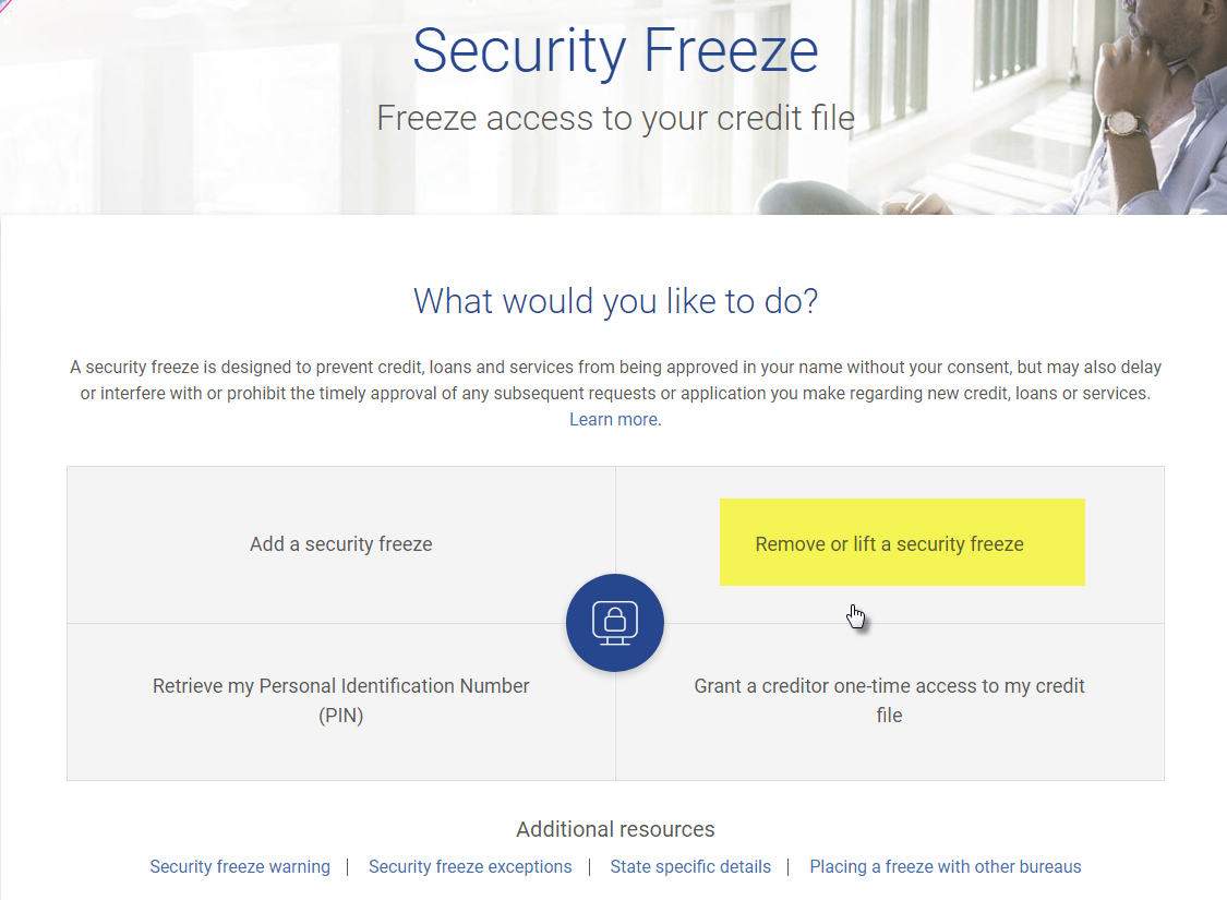 experian credit freeze lost pin